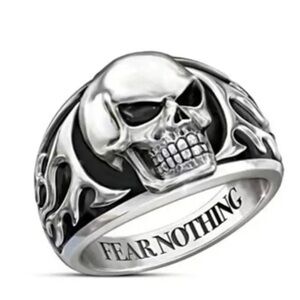 Silver Skull Ring with saying inside on band